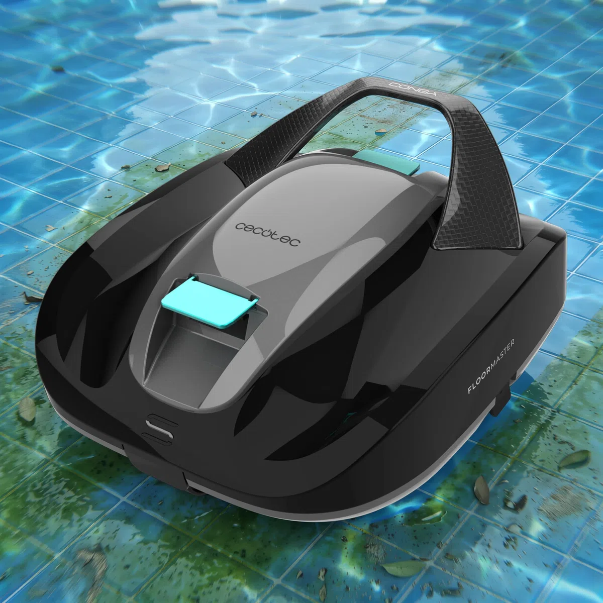 Cecotec Conga Pooldroid 2000 FloorMaster M. powierzchnia 80 m², maks. głębokość 2,5 m, czas pracy 100 min, filtr o wysokiej wydajności 100 μm, 2,5 l, automatyczne czyszczenie podłogi