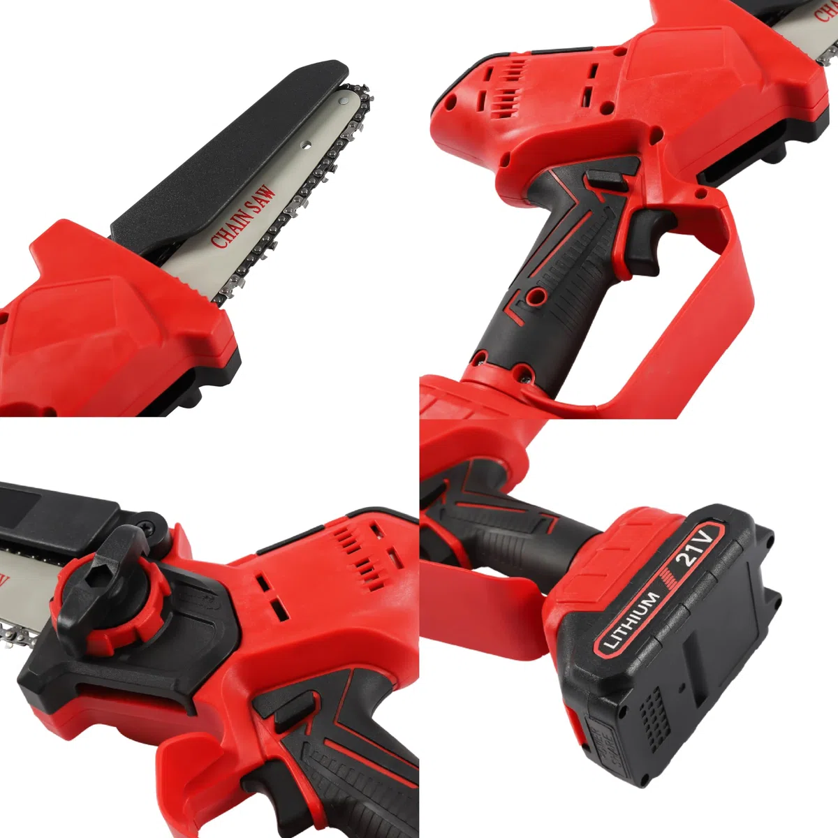Mini akumulatorowa piła łańcuchowa 21 V z brzeszczotem ze stali węglowej 65 #, przenośna, 16 cm, elektryczna piła łańcuchowa z 2 bateriami litowymi, lekka akumulatorowa piła łańcuchowa do nożyc