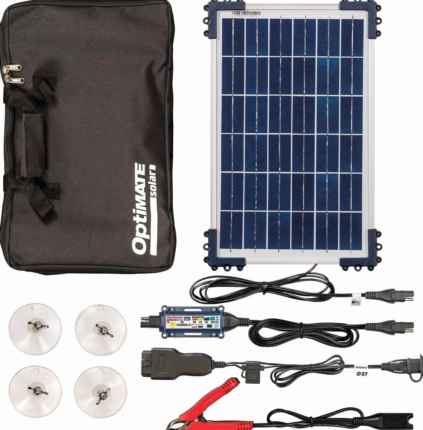 OptiMate Solar DUO 10W CarKit TM522-D1CK, hermetyczna ładowarka solarna i konserwator ładowania z sześciostopniowym odzyskiwaniem baterii 12 V/12,8 V 0,83A
