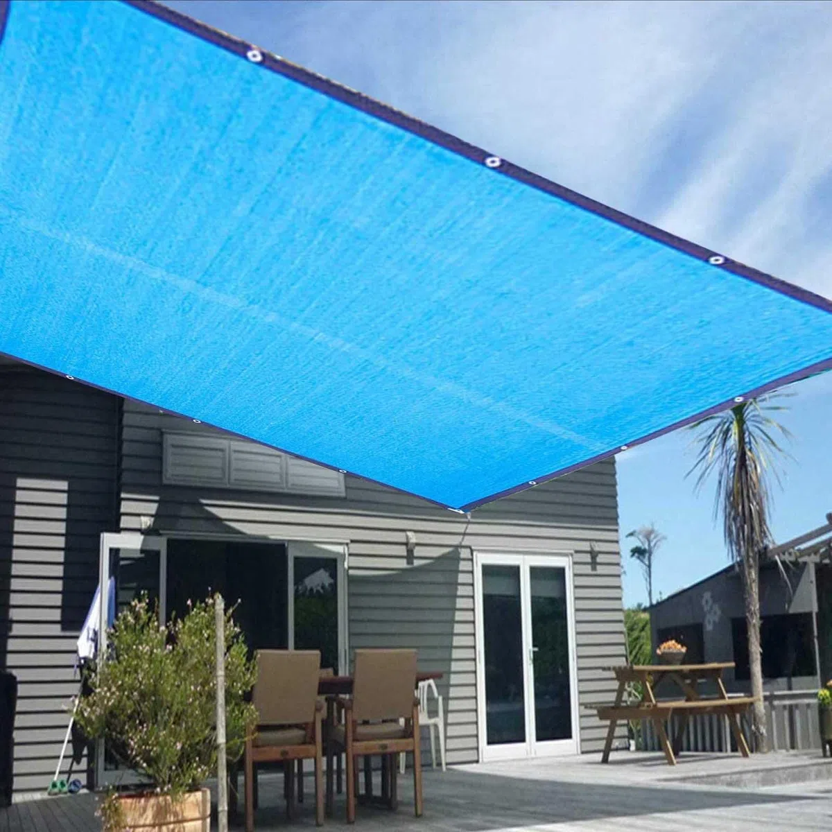 Zewnętrzny żagiel przeciwsłoneczny z przelotkami, 3 x 4 m, 3 x 5 m, 4 x 5 m i 2 x 8 m, zadaszenie z siatki do ogrodu, na patio, szklarnię i kurnik, ochrona przed promieniowaniem UV i siatka