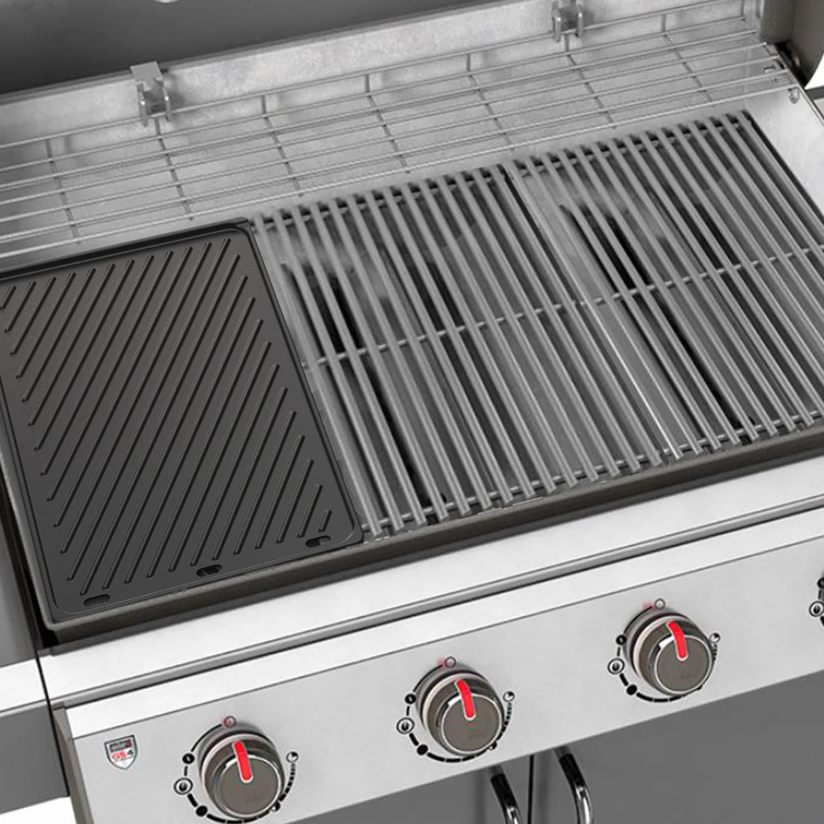 Onlyfire Żeliwna patelnia plancha do Weber Genesis II i II LX 400 Series, II E/S-410, II E/S-435, II LX E/S-440, odwracalna patelnia do gotowania, części zamienne do Weber 66089/66097