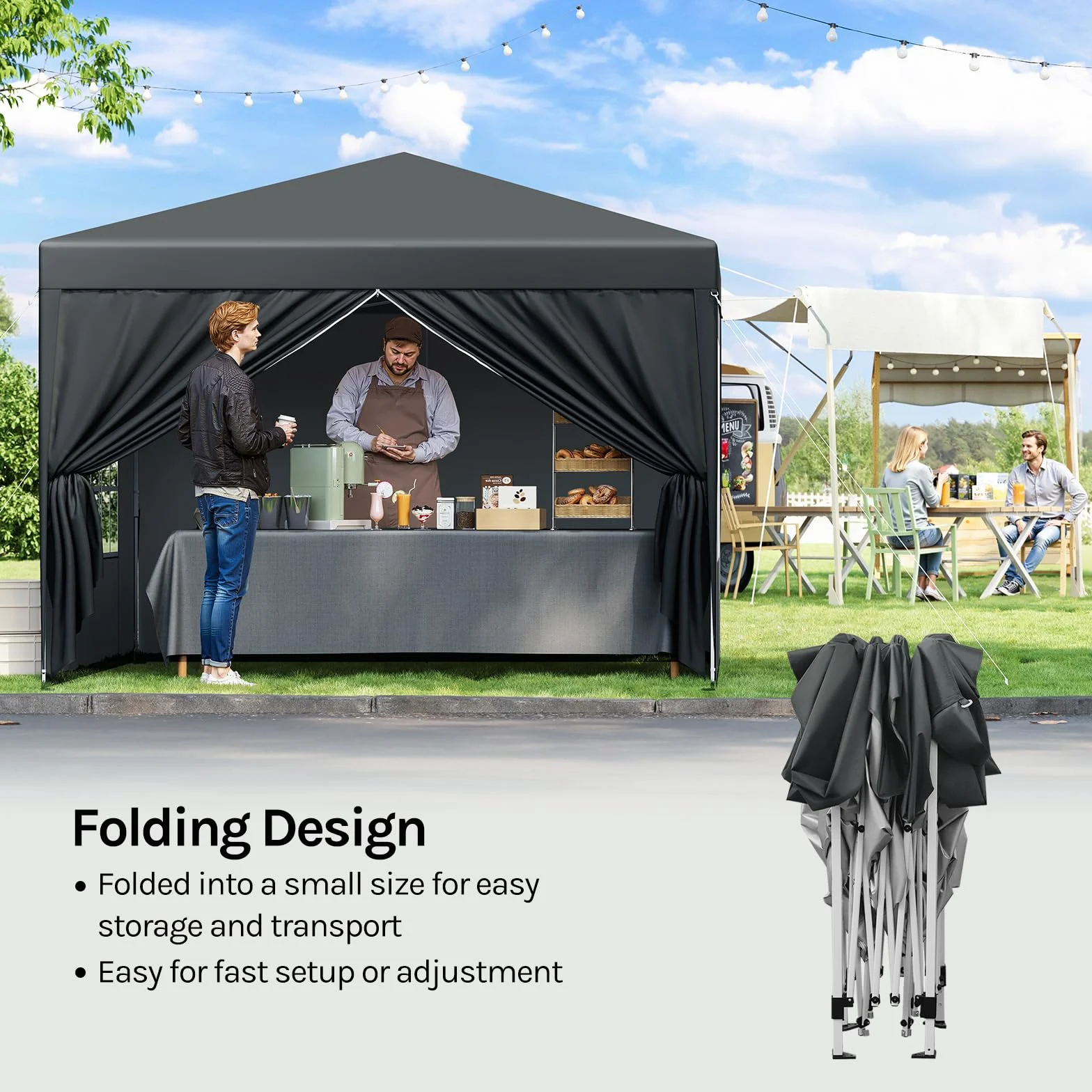 WOLTU Pawilon Pop-up 3x3 m wodoszczelny składany antracyt