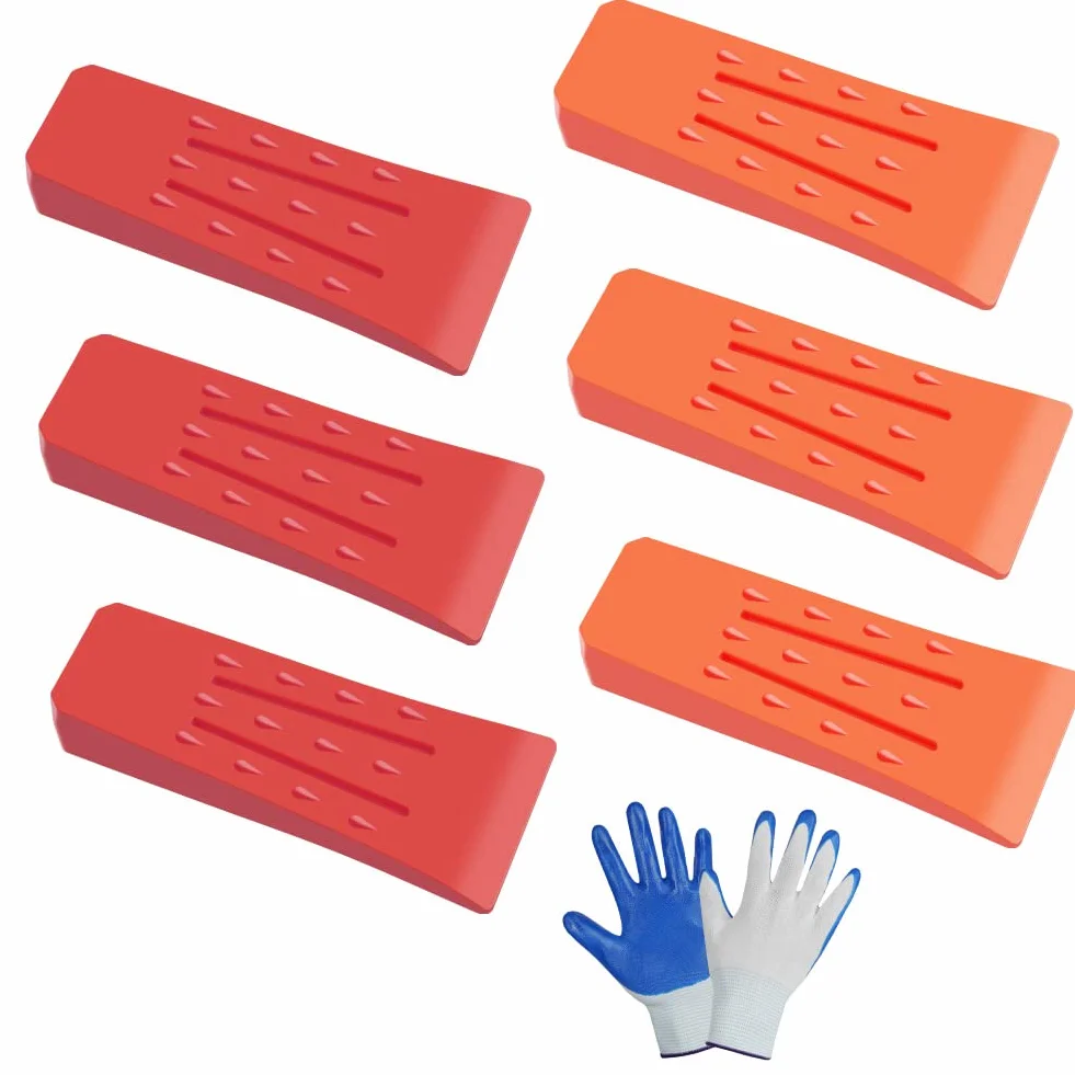 Flintronic Plastikowy klin, 6 sztuk ABS Plastikowy klin drzewny z rękawiczkami, drwal akcesoria narzędzia do cięcia drzew, drewno zestaw klinów do piły łańcuchowej.