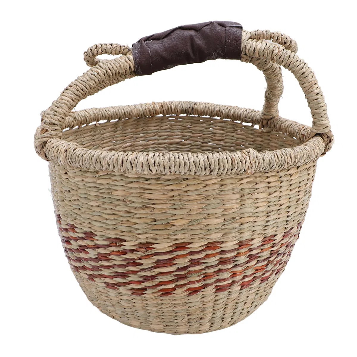 Jeffergarden Kosz Piknikowy, Ręcznie Tkany Kosz do Przechowywania Trawy Morskiej z Uchwytem, ​​25 X 27 X 16 Cm Lekka Konstrukcja do Przenoszenia, Rustykalny Organizer na Kemping, Wędkarstwo, Pikniki