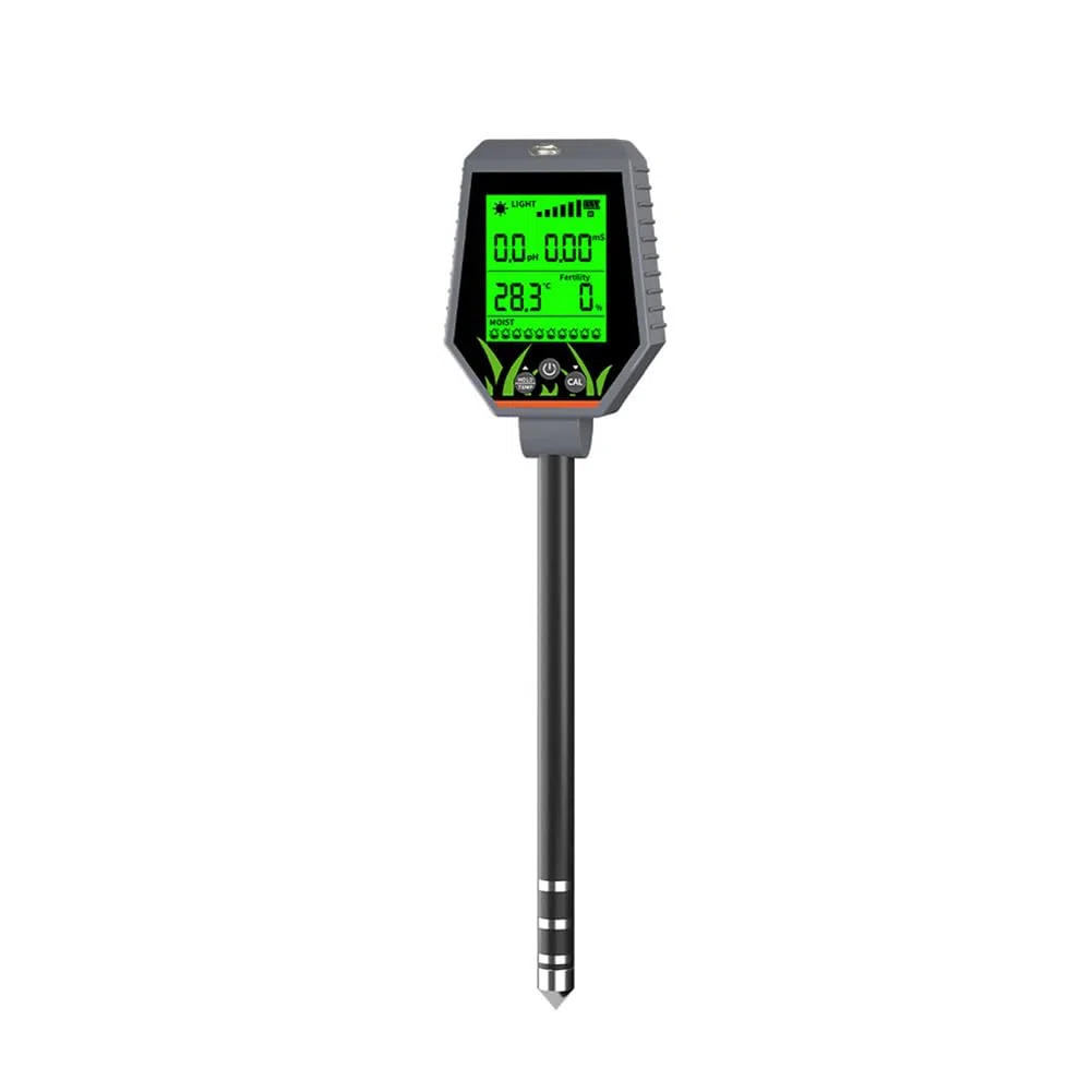 Luocute Tester Gleby 6 w 1, Wyświetlacz LCD PH Gleby EC Wilgoć Żyzność Miernik Temperatury światła Słonecznego z Podświetleniem, do Trawnika Ogrodowego Rośliny Doniczkowe Sadzenie w