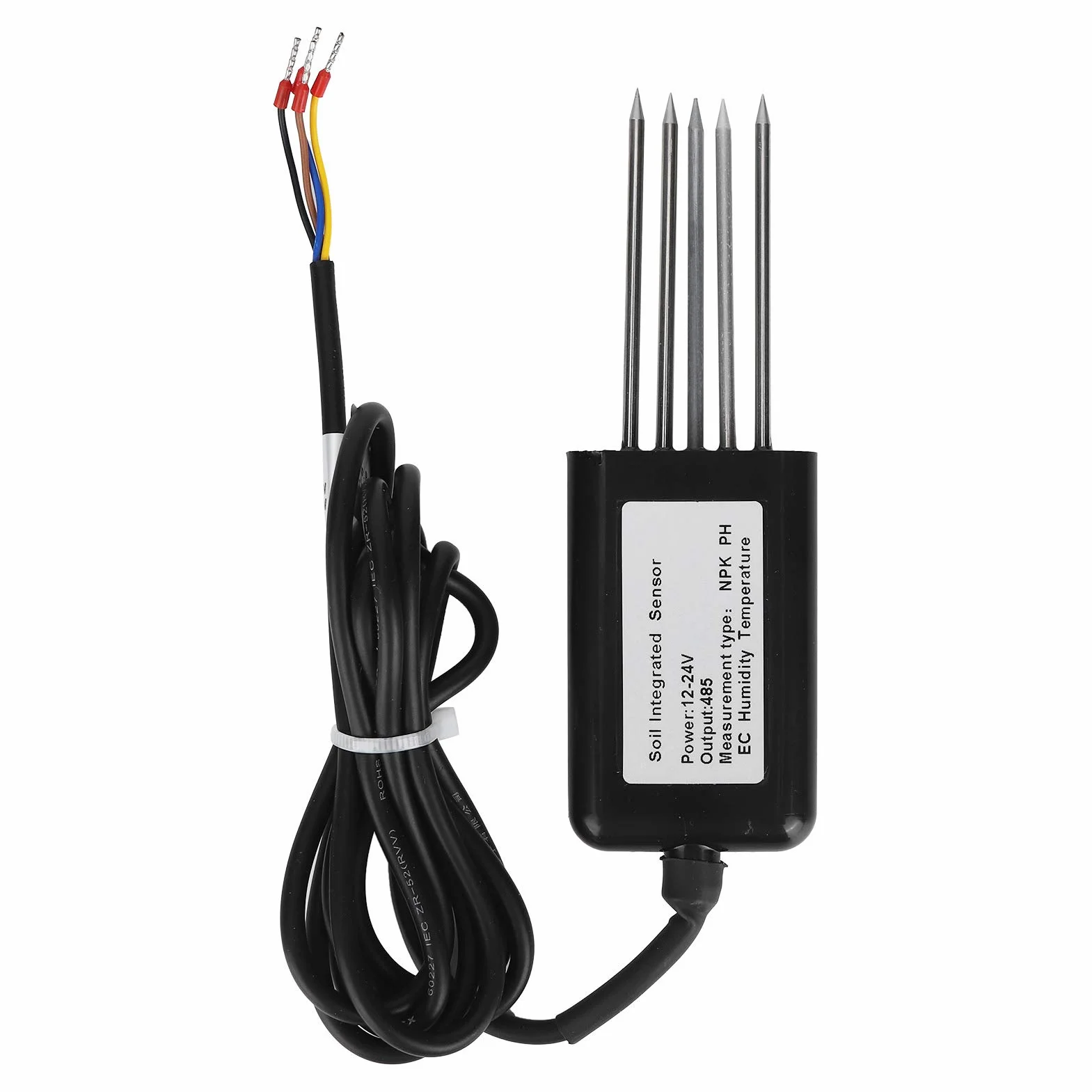 Czujnik Gleby Tester pH NPK Wilgotności EC Przewodności Temperatury IP68 13,8x4,5 cm Plastik Stal Żywica Epoksydowa