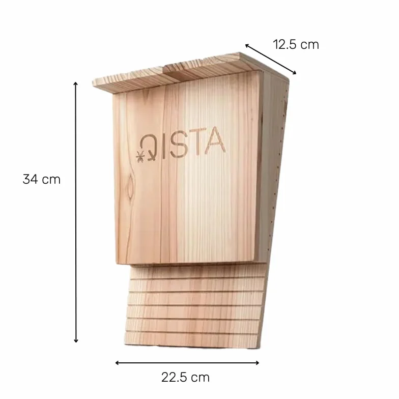Budka lęgowa dla nietoperzy QISTA, ogród, nieobrobiona buda z drewna cedrowego, dom nietoperzy w okolicy lato i zima 22,5 × 12,5 x 34 cm