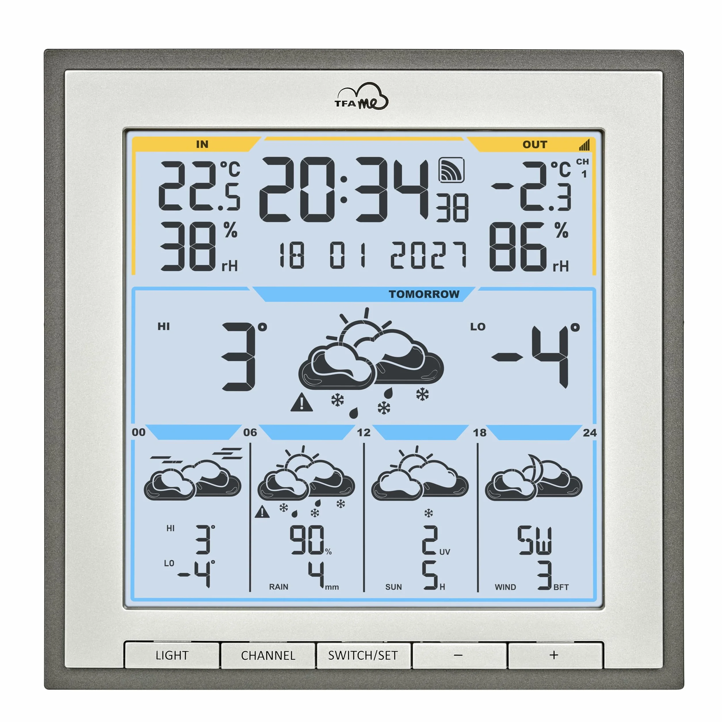 TFA Dostmann TFA.me ID-08 stacja pogodowa WLAN ID-08, 35.8105.10, profesjonalna prognoza pogody przez Wetter.com na 5 dni, portal internetowy, z czujnikiem zewnętrznym, radiowym czujnikiem zewnętrznym