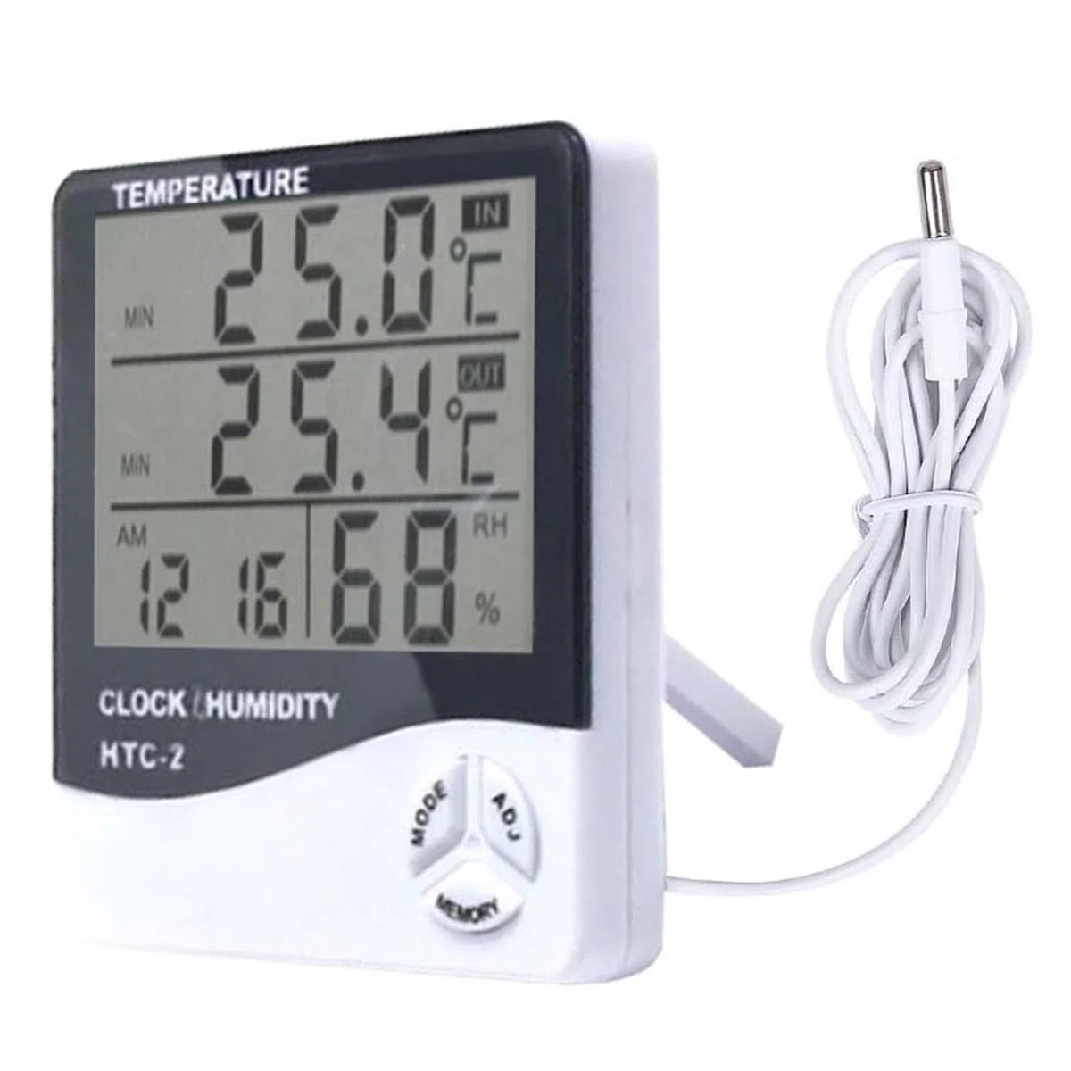 LCD Elektroniczny cyfrowy miernik temperatury i wilgotności Termometr Higrometr Wewnętrzna zewnętrzna stacja pogodowa Zegar, 2