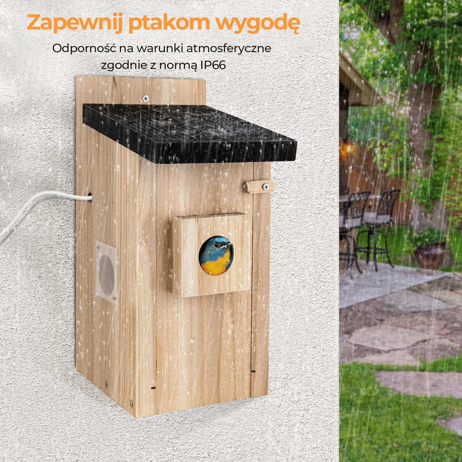 RAINBEAN Bird House with Camera, 4 miliony pikseli, kamera do domku dla ptaków, obserwacja w czasie rzeczywistym budowy gniazd i wylęgu ptaków, rozpoznawanie zachowania ptaków przez AI, "zrób to sam"