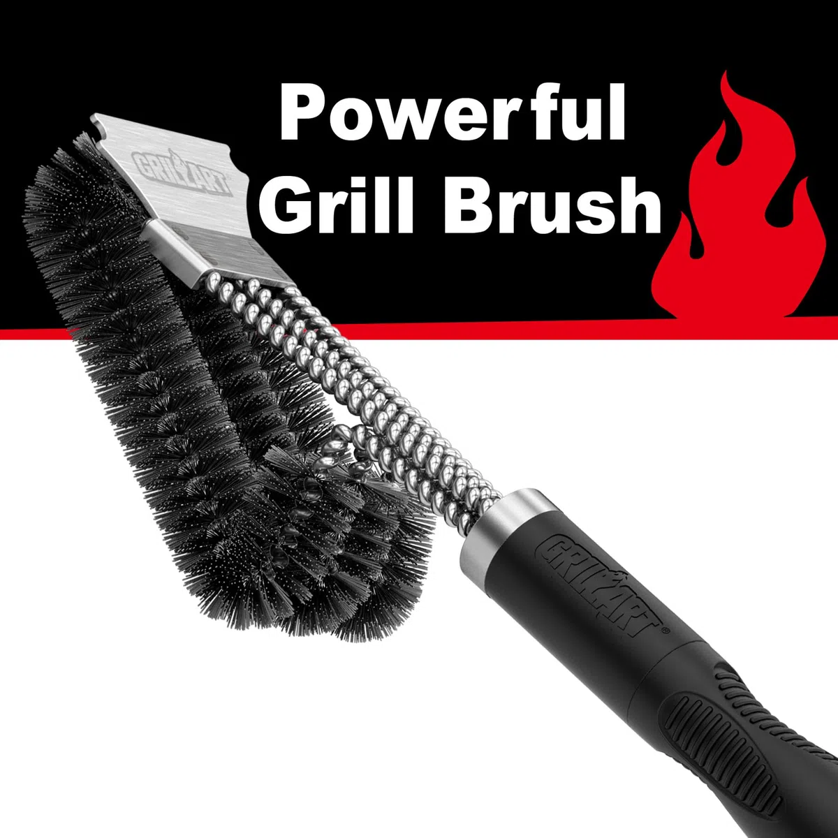 Szczotka do grilla i skrobak – bardzo mocne akcesoria do czyszczenia grilla – bezpieczne kostki druciane 18" ze stali nierdzewnej Triple Scrubber Cleaning Brush for Gas/Charcoal Grilling Grates, Wizard Tool