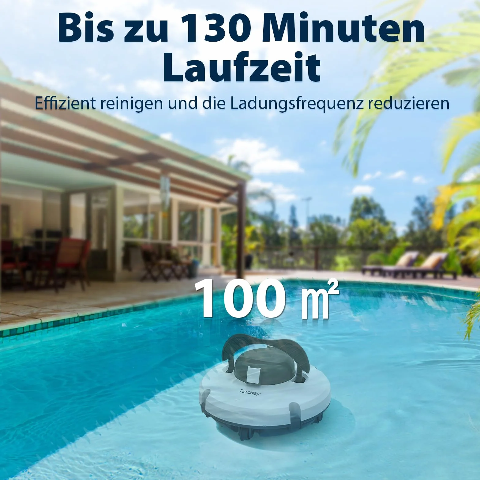 Redkey S100 robot basenowy, odkurzacz do basenu, czas pracy akumulatora 130 minut, z samoparkowaniem, automatyczne urządzenie do czyszczenia basenu, bezprzewodowy robot do czyszczenia basenu, nadaje