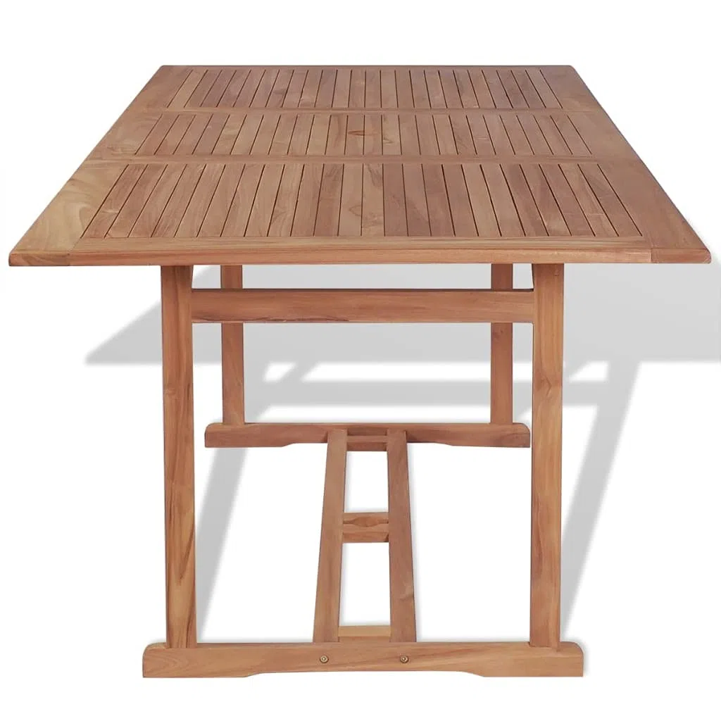 Stół do jadalni z litego drewna tekowego 180 x 90 x 75 cm z otworem na parasol przeciwsłoneczny do ogrodu lub na taras, klasyczny design, precyzyjnie szlifowany, łatwy w pielęgnacji
