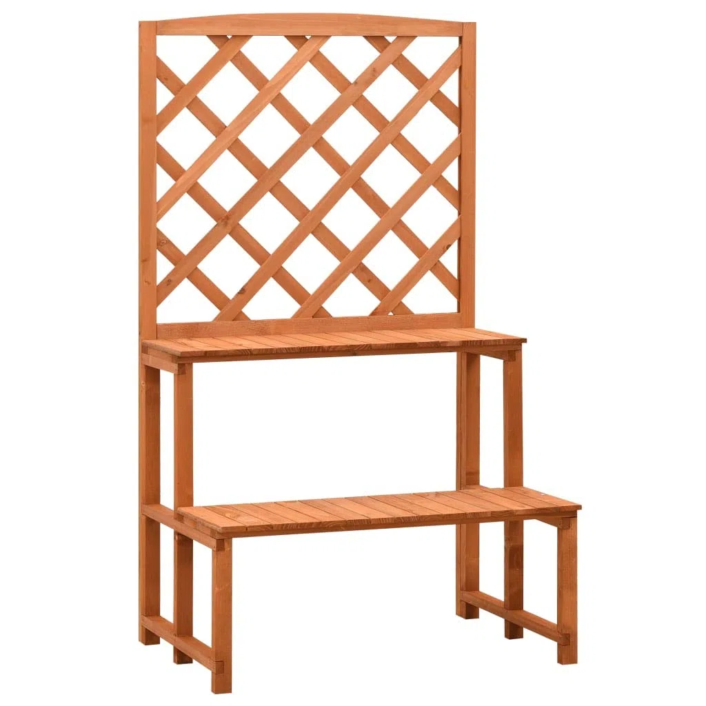 Stojak na rośliny Krata Drewniany Jodła 70x42x120cm | Półki o podwójnej wysokości, do ogrodu, balkonu, patio, idealne do pnączy