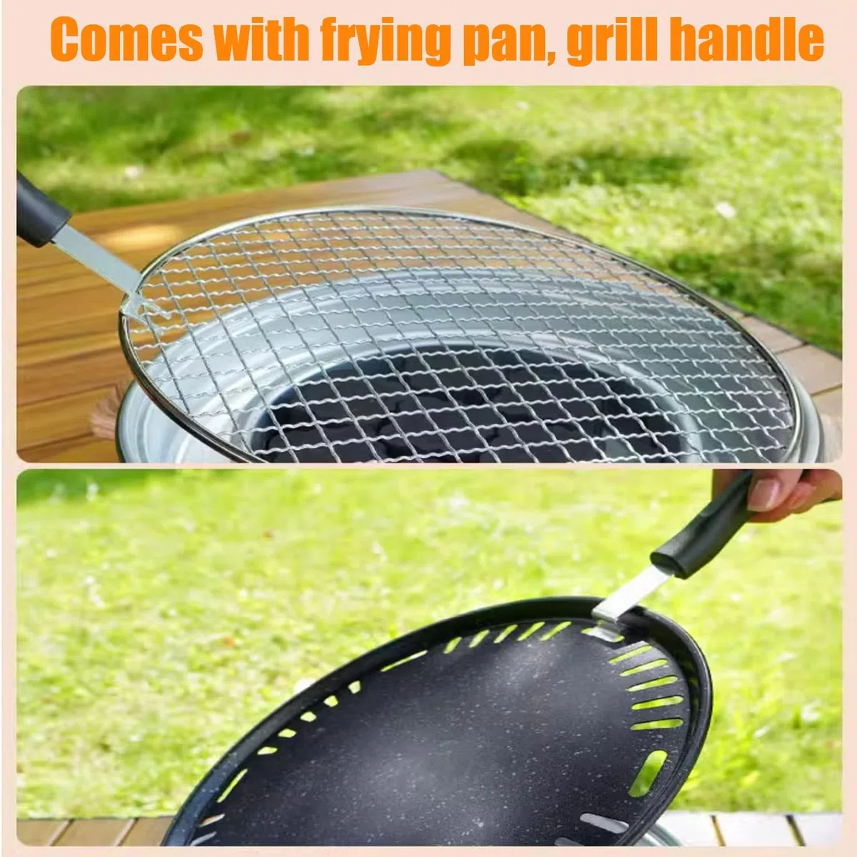Przenośny grill na węgiel drzewny z płytą do grillowania na świeżym powietrzu na kemping, spotkania na podwórku i pikniki