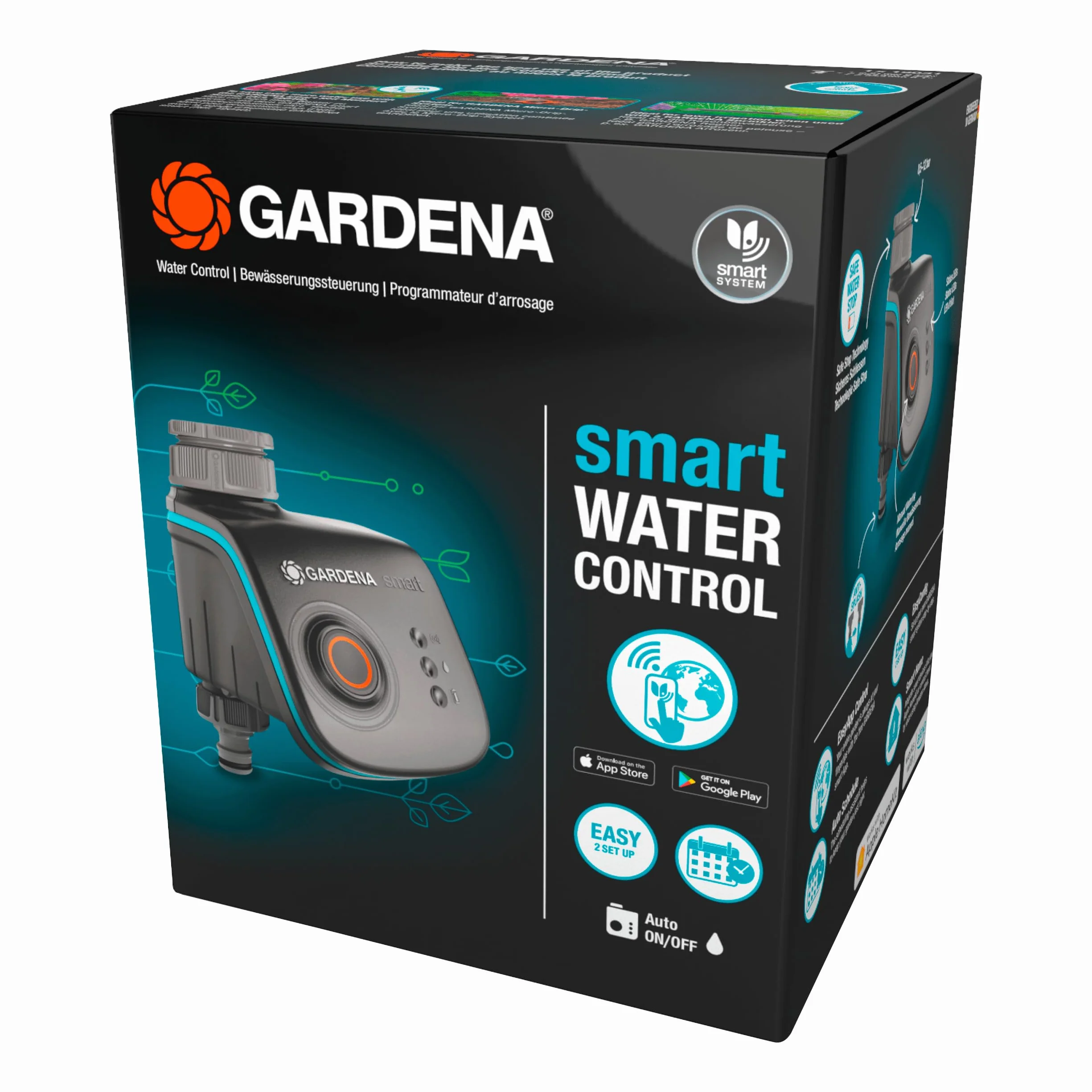 Gardena smart Water Control: do sterowania nawadnianiem przez aplikację na smartfona, ostrzega przed mrozem, technika zaworowa, idealny do systemu Micro-Drip-System lub Sprinklersystem (19031-20)