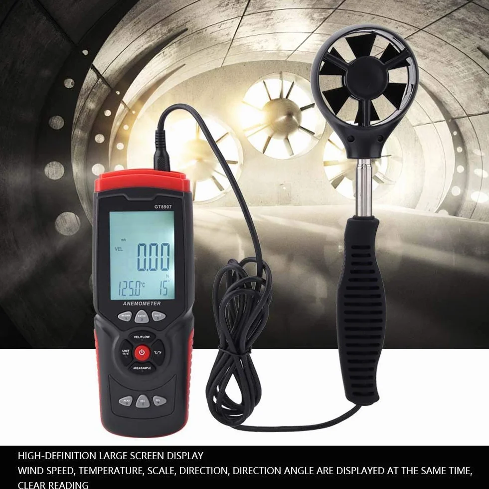 GT8907 Wysoko precyzyjny USB Anemometr Prędkość wiatru / Temperatura/wilgotnościomierz cyfrowy termometr wiatrowy