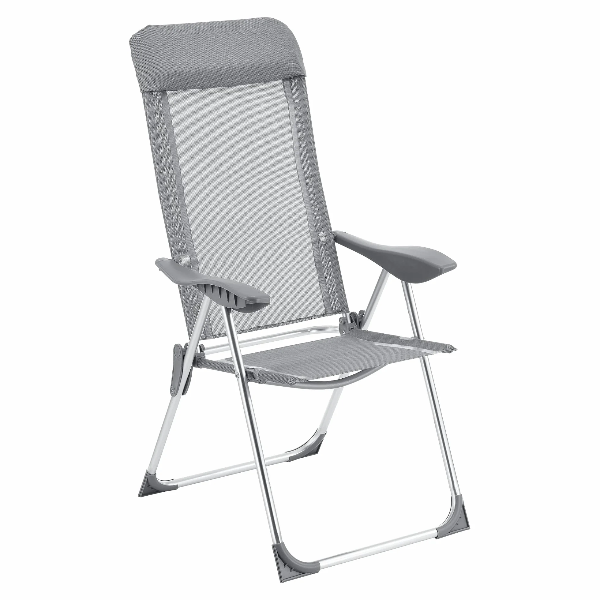 Składane krzesło kempingowe zestaw 2 sztuk 109 x 57 x 67 cm aluminium jasnoszare