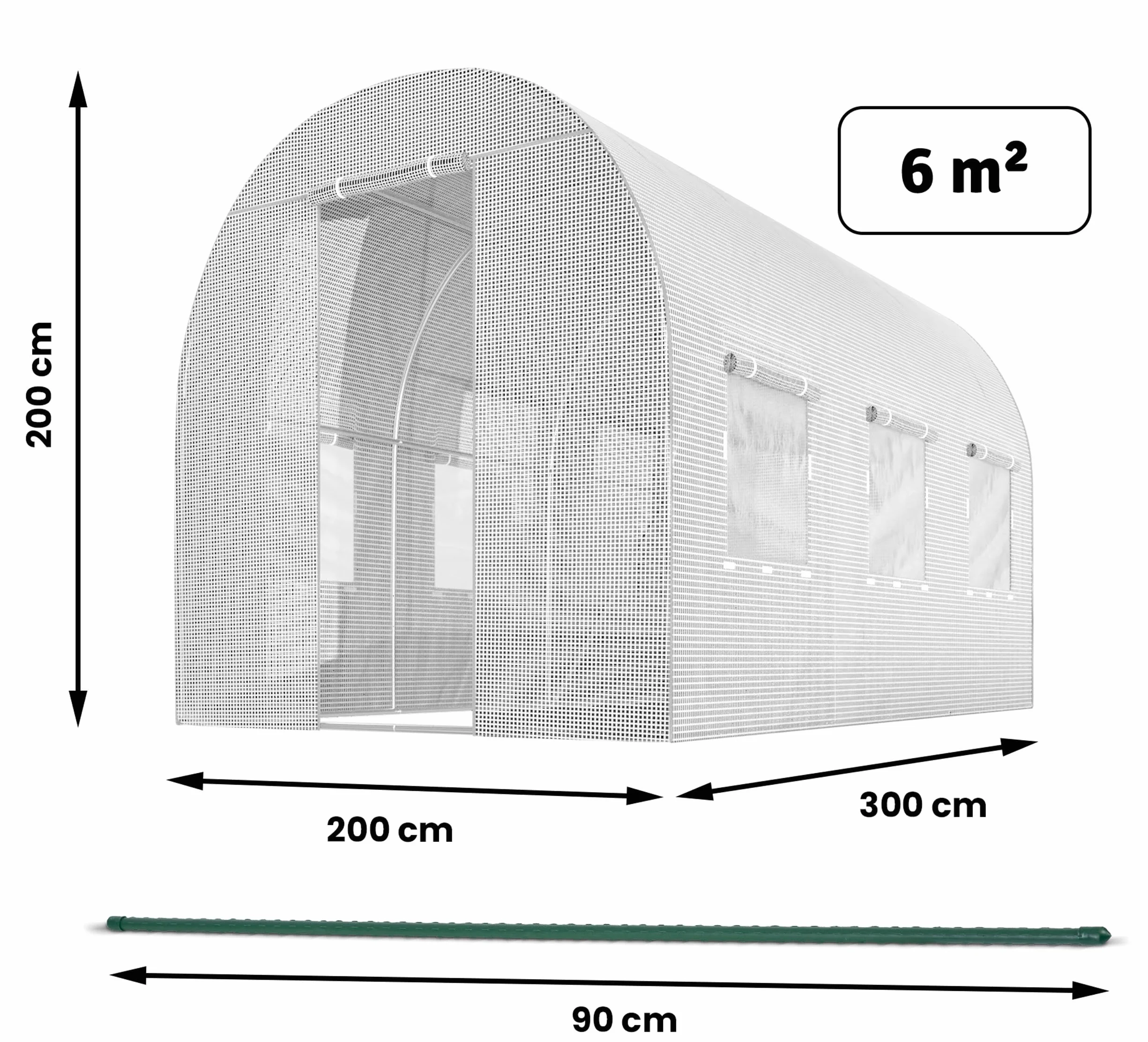 Szklarnia Foliowa Tunel Ogrodowy Stalowe Profile Okna Z Moskitierami 2 x 3 x 2 m 6m2 Biały