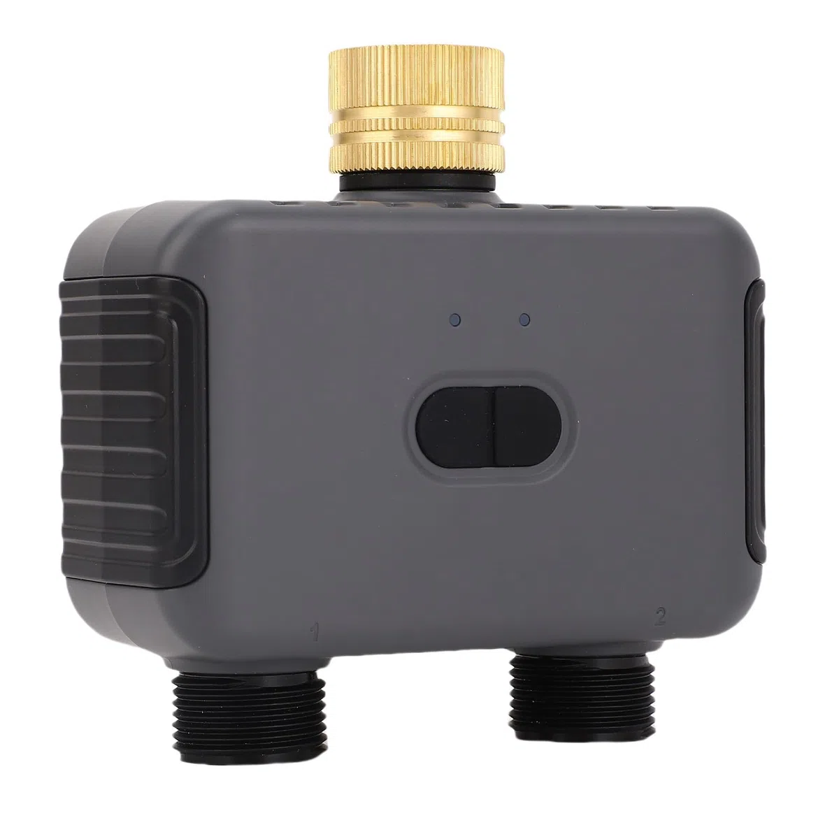 FILFEEL 2-strefowy Timer Zraszacza z Mosiężnym Wlotem G3/4 IP55 Timer Nawadniania do Trawnika Ogrodowego z Podwójnym Wylotem Węża Nawadniania z Opóźnieniem Deszczowym i blokadą