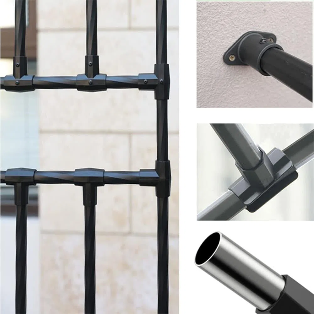 Metalowa altana ogrodowa z powłoką PE, 240 cm, wysoka, odporna na rdzę, kratka na róże i pnącza, od strony ściany, do samodzielnego wykonania, elegancka czarno-biała dekoracja ogrodowa (szer. 120 x