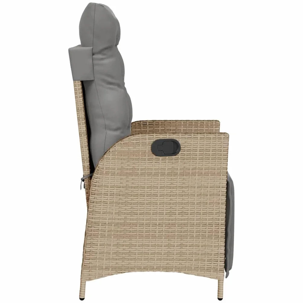 vidaXL Rozkładany fotel ogrodowy z podnóżkiem, mieszany beż, rattan PE, fotel ogrodowy, fotele ogrodowe, fotel rozkladany, fotel rozkładany