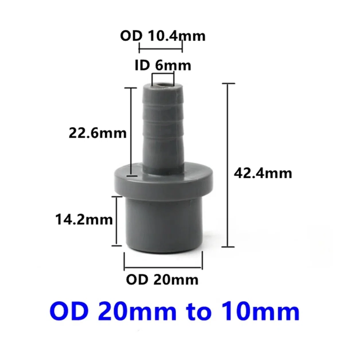 15 szt. Złączy rurowych PCV Pagoda do armatury akwariowej nawadniania ogrodu | Adapter do miękkich złączy węży 20/25/32 mm do 5/25 mm Biały Szary Niebieski(OD 20mm to 10mm,Gery (15PC))