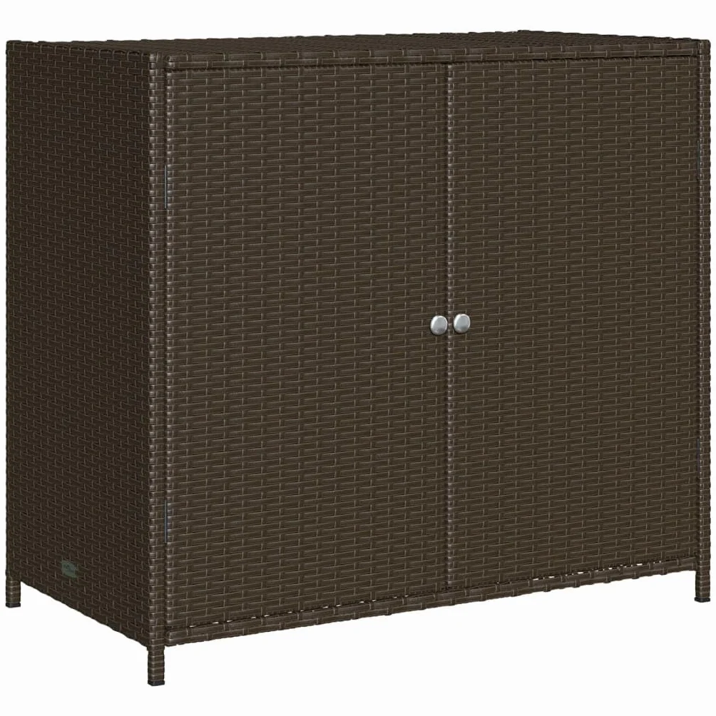 LAPOOH Szafka ogrodowa rattanowa PE brązowa 83x45x76 cm, Szafa zewnętrzna Miotła, Szafka zewnętrzna Przechowywanie, Szafka zewnętrzna Ogród, Meble ogrodowe - 365544