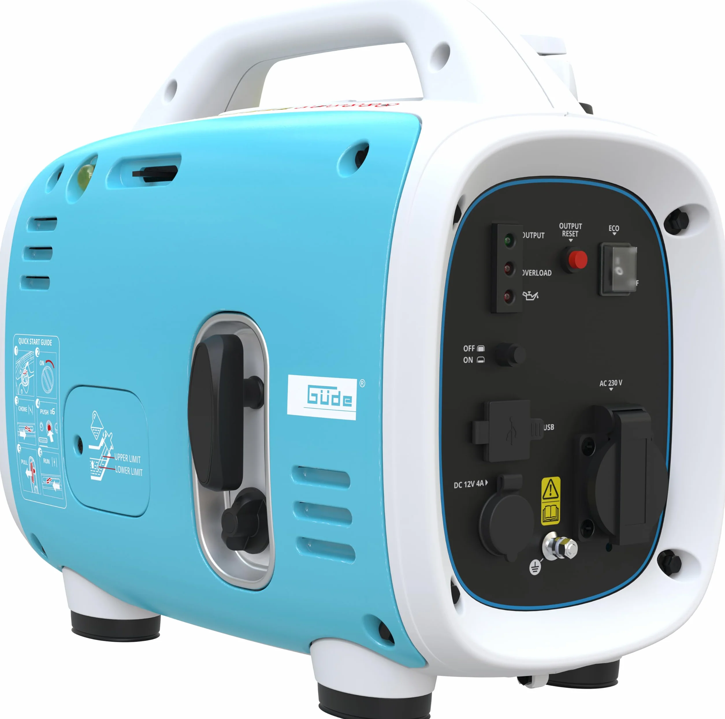 Güde Inwerterowy generator prądu ISG 800-1 (silnik 4-suwowy, benzynowy, 0,9/1,2 (kW/PS), 1 x 230 V, 1 x 12 V, 2 x USB, maks. 800 W, czas pracy 6,3 h, zbiornik 2,1 l, zabezpieczenie przed
