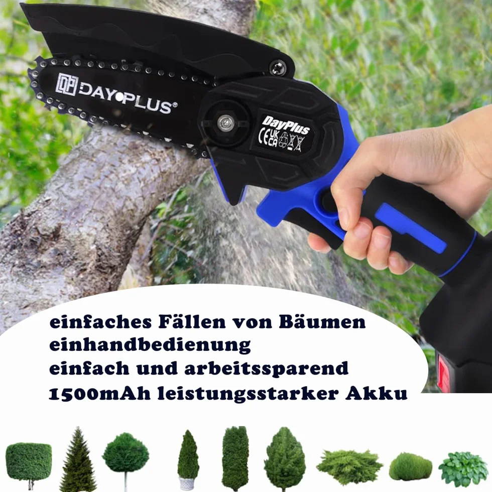 550 W, ręczna piła łańcuchowa, 10 cm, bezprzewodowa, do cięcia gałęzi drzew, lekka, przenośna piła łańcuchowa z zamkiem bezpieczeństwa i 2 zapasowymi łańcuchami do cięcia drewna