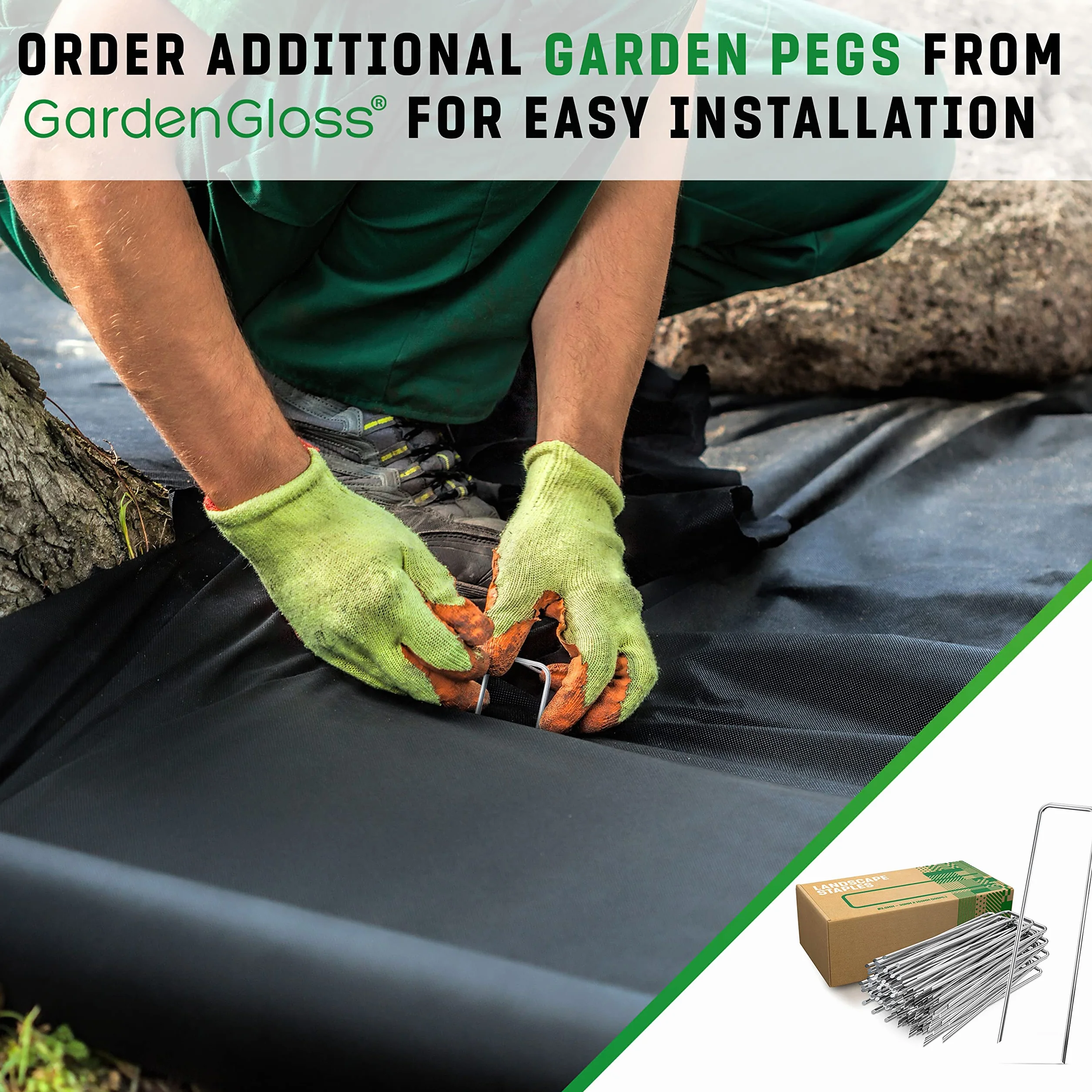 GardenGloss® 30m2 Agrowłóknina Przeciw Chwastom – Mata Ogrodowa Przepuszczająca Wodę – Wytrzymała Włóknina 50g / m2 – Wysoka Stabilizacja UV (15m x 2m, Składana)