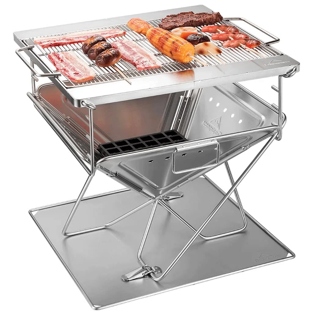 Ogród palenisko gospodarstwo domowe ognisko na zewnątrz zwiększenie zagęszczanie grill grill stal nierdzewna składany grill piec ognisko grill piec ciało miska ognisko do grilla (kolor: srebrny)