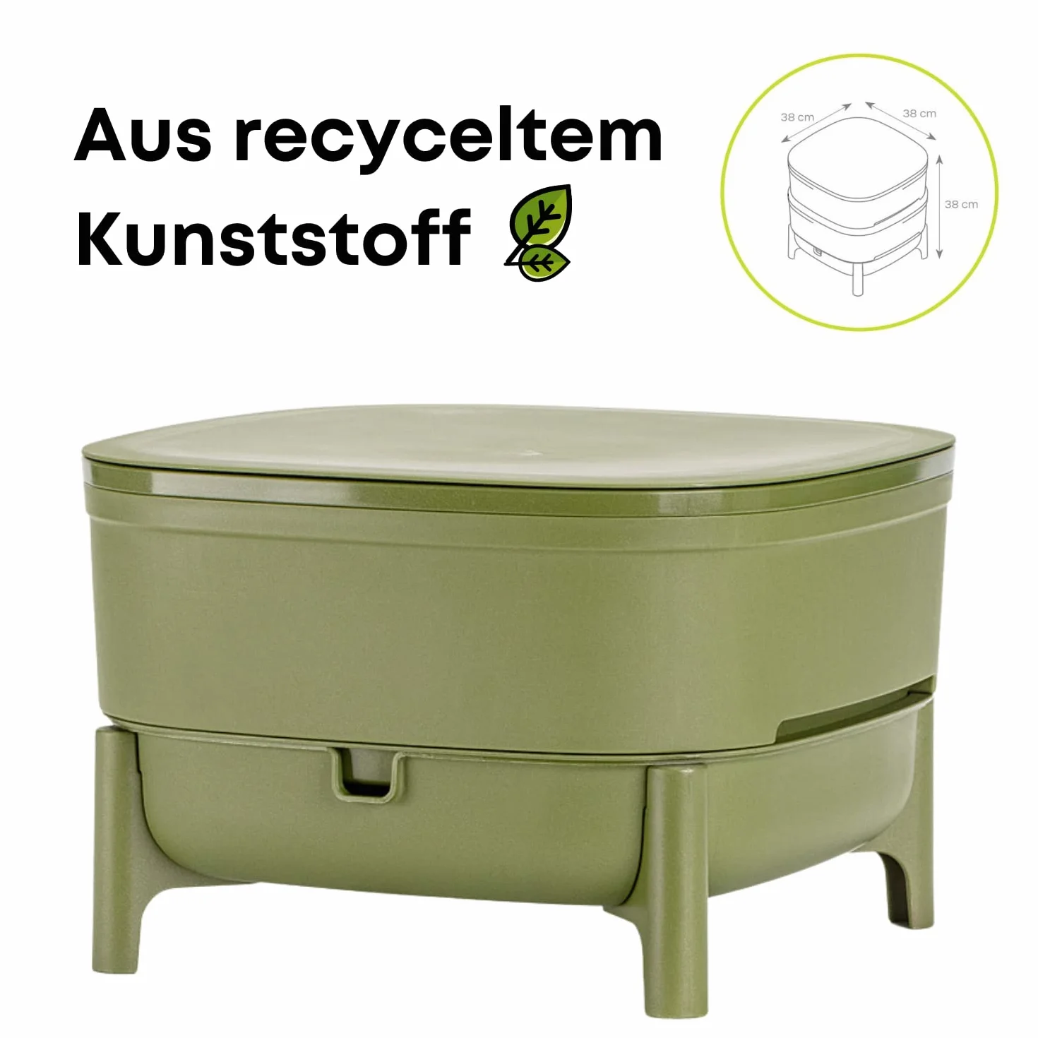 Vermicompost 30L zielony wiadro z recyklingu do kuchni i balkonu