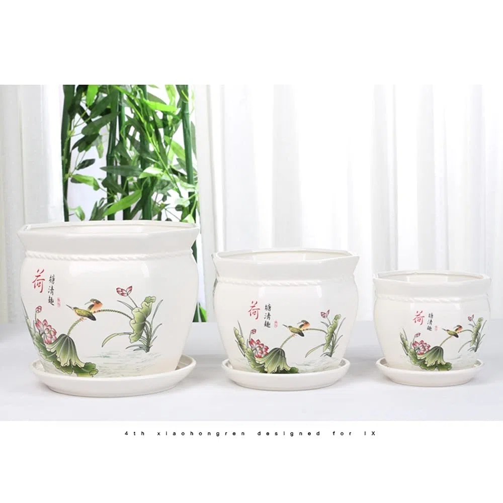 Doniczki bonsai w stylu chińskim, ośmiokątne, ceramiczne, doniczki na sukulenty, ozdobne pojemniki na rośliny, doniczki na kaktusy, doniczki na kwiaty z otworem drenażowy