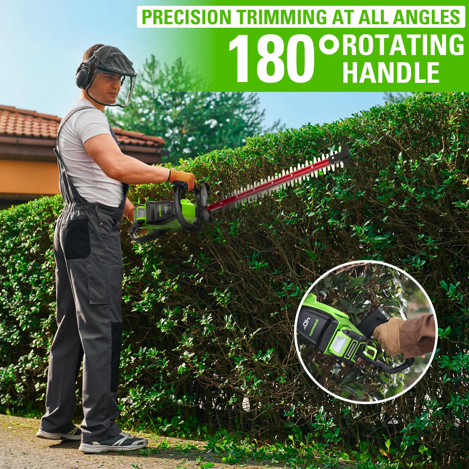 Greenworks Bezprzewodowe nożyce do żywopłotu 66 cm, bezszczotkowy silnik cięcia do 28 mm grubości, 3400 SPM bez baterii 40V i ładowarka GD40HT66