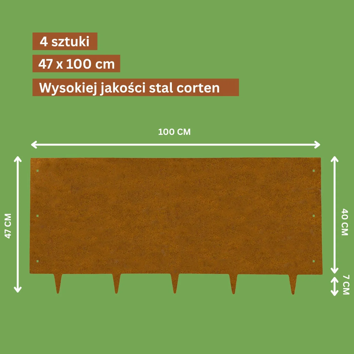 Rori Obrzeża trawnikowe ze stali Corten 5m - 16 cm wys. – zaokrąglony wierzch – 5 x 1m gięte obrzeża trawnikowe – obwódka do ogrodu warzywnego i rabat – ogrodzenie DIY