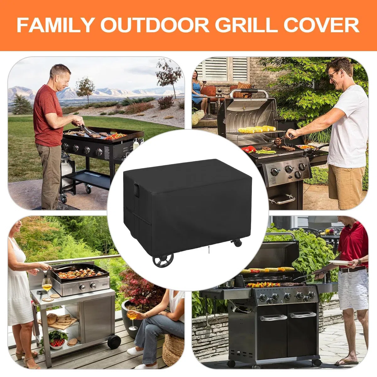 Pokrywa grillowa, osłona bagażnika, tkanina Oxford Wodoodporna tarcza | przeciwpyłowa z uchwytami 51,18 x 25,2 x 31,1 do sprzętu BBQ, gotowania trawnika, entuzjastów, podwórka, patio, talii