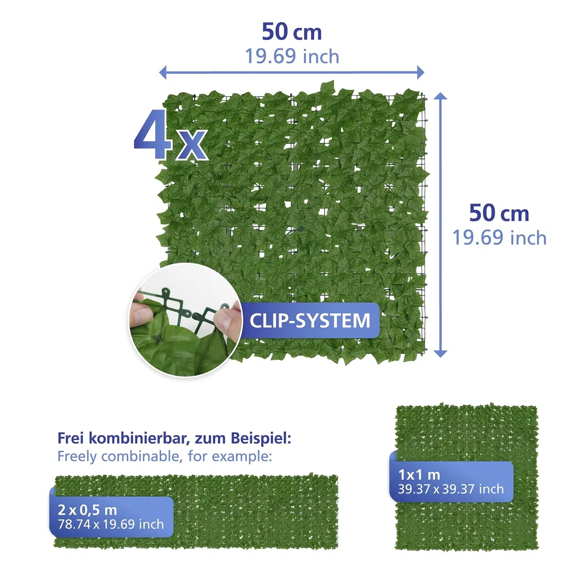 Ogród ochrona prywatności mod. bluszcz sztuczny bluszcz zielony do ogrodu jako mata maskująca wykonana z poliestru PE nylonu 100 x 100 cm, zielona