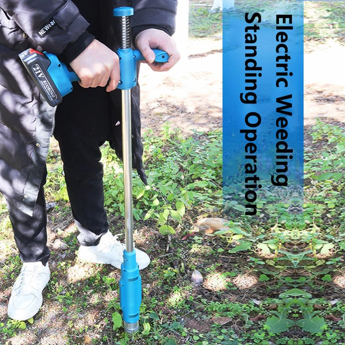 Elektryczne narzędzie do wyrywania chwastów,długi uchwyt do ręcznego usuwania chwastów z 3 pazurami,stalowa głowica,narzędzie do ręcznego odchwaszczania ogrodniczego z mechanizmem,zasilane bateryjnie(