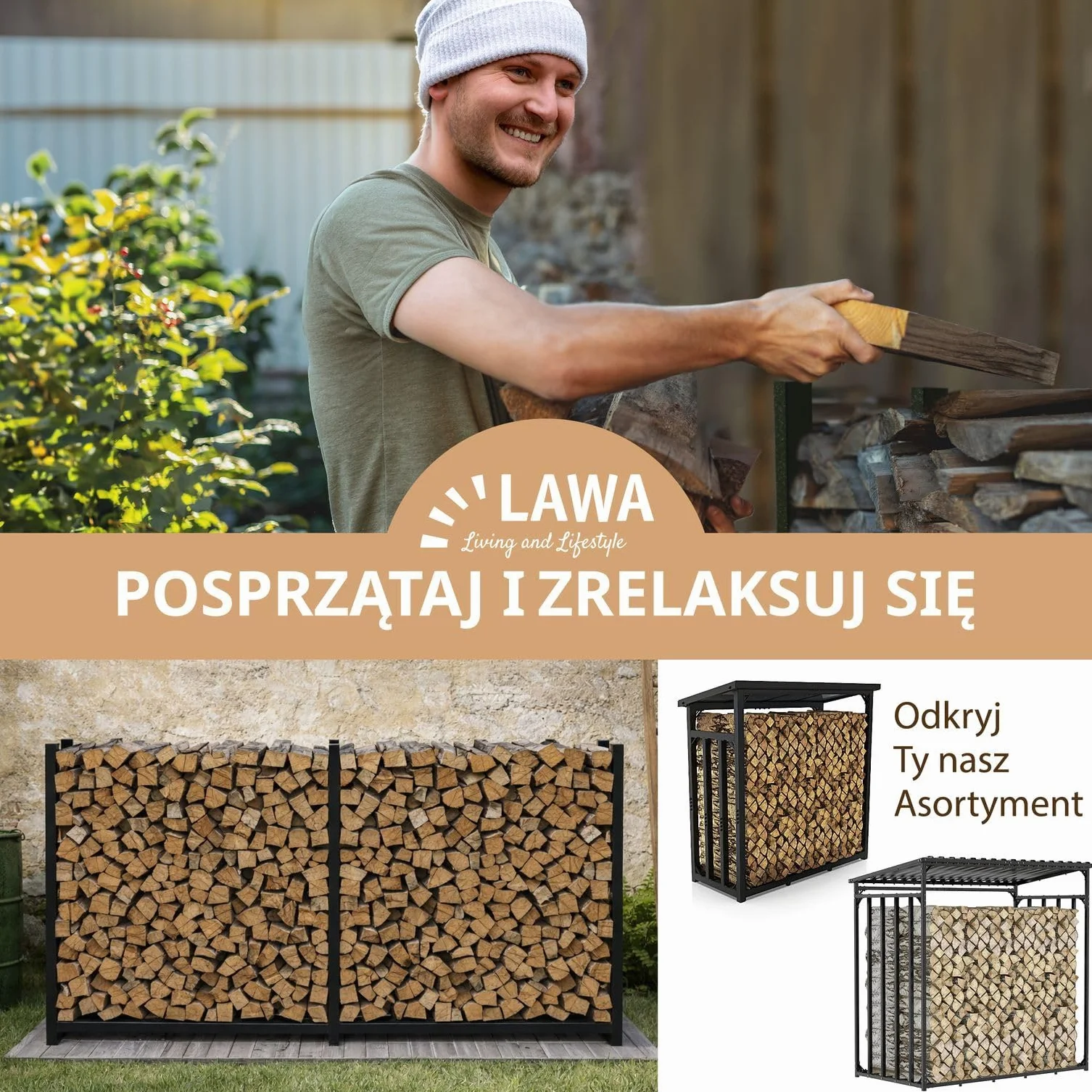Metalowy stojak na drewno opałowe 223 x 25 x 115 800kg malowany proszkowo