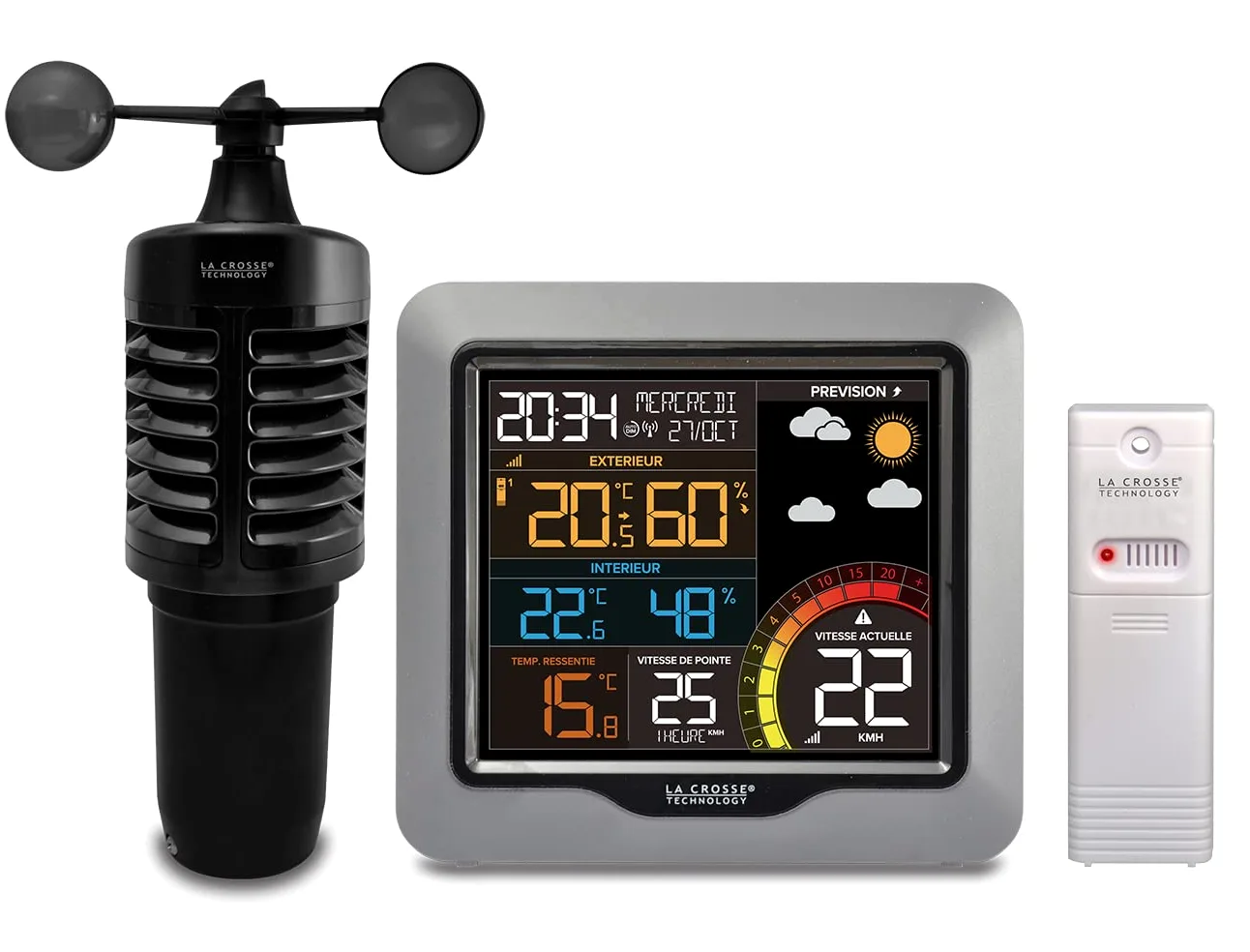 La Crosse Technology - WS6861 Kolorowa stacja pogodowa z anemometrem - srebrna