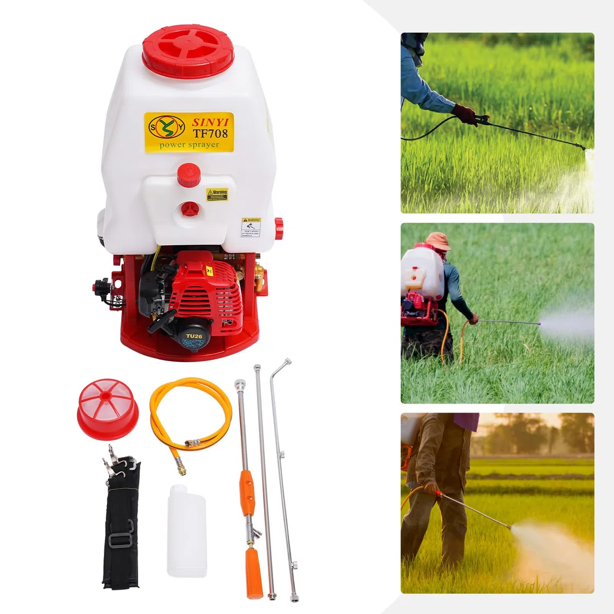 Opryskiwacz do plecaka, 20 l, zasilany benzyną 25,4 cc, wysokość 8 m i szelkami, 0,7 kW, opryskiwacz ciśnieniowy, opryskiwacz ciśnieniowy do roślin, do gospodarstwa i ogrodu