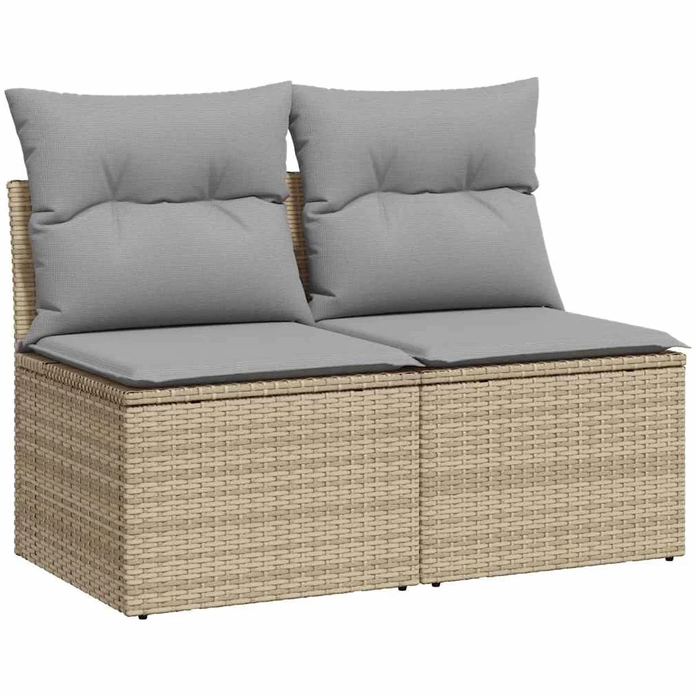 vidaXL 2-cz. sofa ogrodowa z poduszkami, beżowy, rattan PE i akacja, kanapa ogrodowa, zestaw wypoczynkowy, kanapa do ogrodu, kanapa modułowa