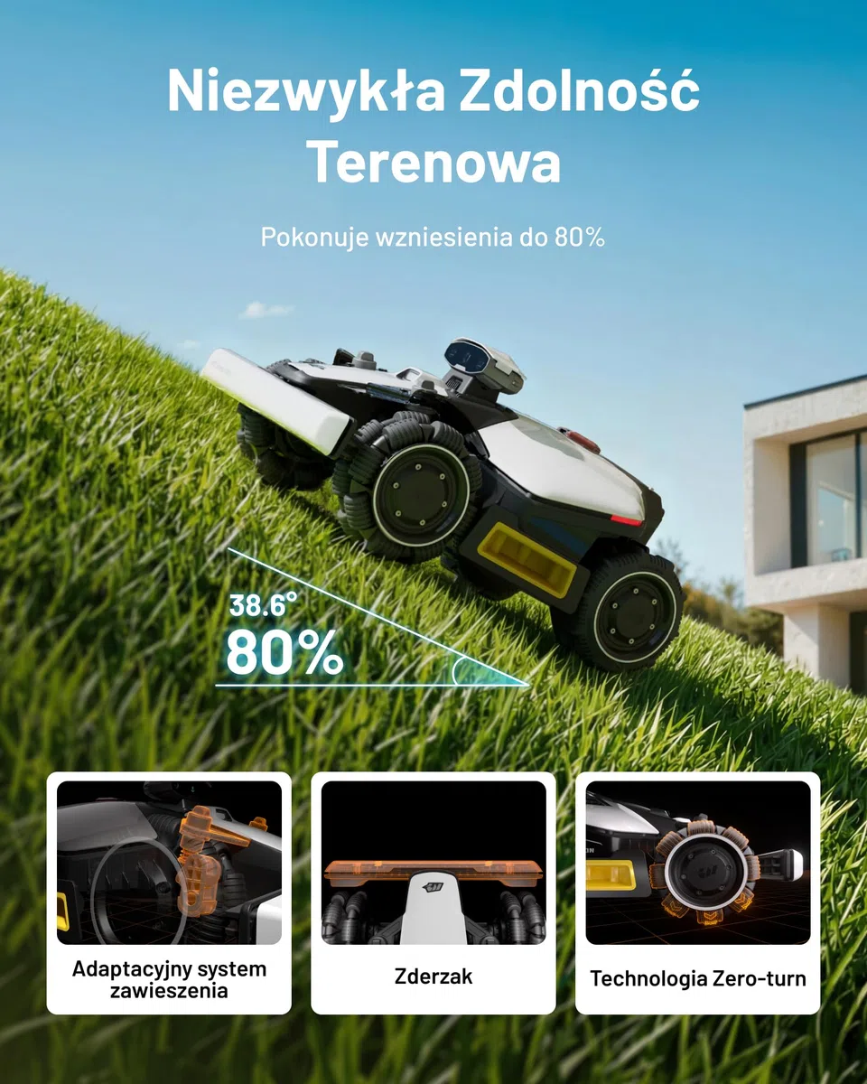 MAMMOTION LUBA mini 2 AWD 1000 Robot Koszący | 1000 m², Wizja AI z trzema kamerami & Pozycjonowanie NetRTK, Auto-Mapowanie, DropMow 80% Nachylenia, Zarządzanie10 Strefami