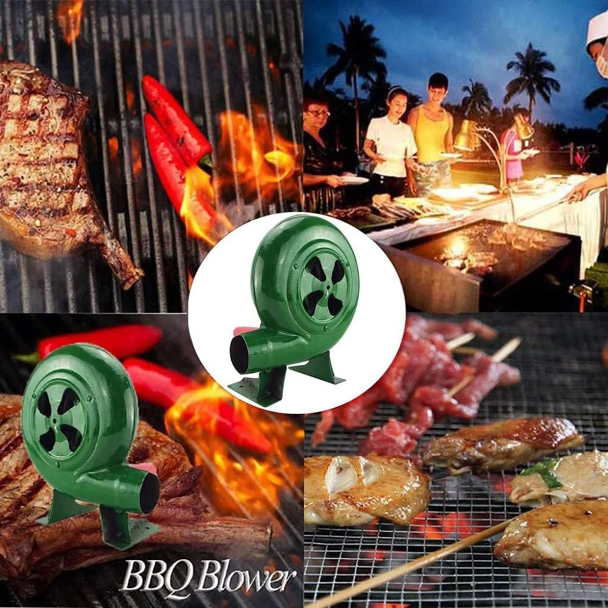 Dmuchawa kuźnicza z korbą ręczną, dmuchawa do grillowania na zewnątrz, ręczna dmuchawa do grilla, ręczna dmuchawa do grilla, korba ręczna, dmuchawa powietrza, grill, ogniskowa, akcesoria do pieca