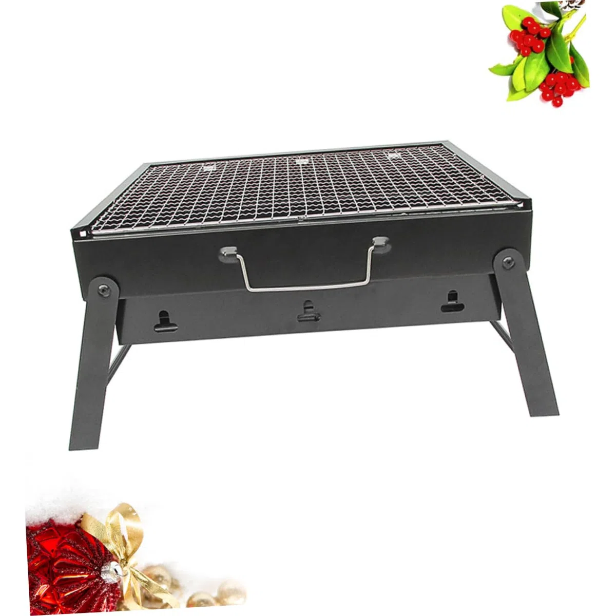 Przenośny stojak do grillowania ze stali nierdzewnej – mini składany grill do użytku na świeżym powietrzu, na kemping, do ogrodu i imprez na podwórku, trwałe, kompaktowe akcesoria do grillowania dla