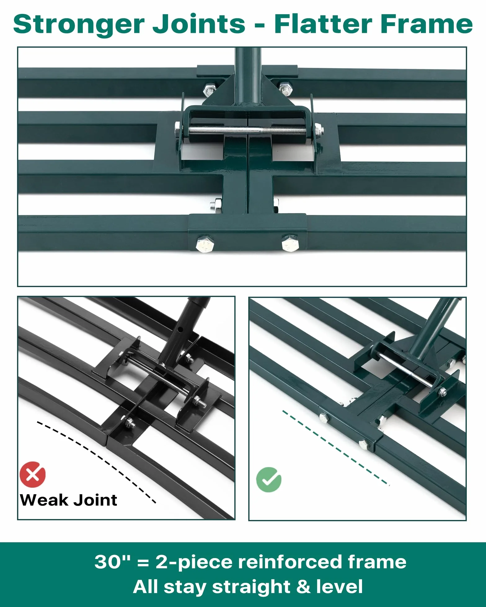 Zrównoważacz trawnika 76x25cm, JanTeelGO Zrównoważacz podwórkowy z haczykiem do montażu ściennego, Heavy-Duty Ground Leveler dla gleby, piasku, gleby, kompostu i nawozu