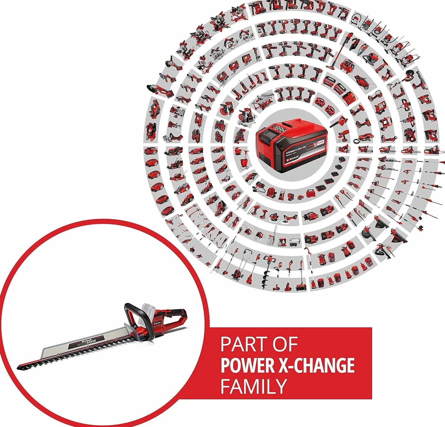 Einhell Akumulatorowe nożyce do żywopłotu GE-CH 18/60 Li-Solo Power X-Change (Li-ion, 18 V, długość ostrza 67 cm, długość cięcia 60 cm, metalowa przekładnia, bez akumulatora i ładowarki)