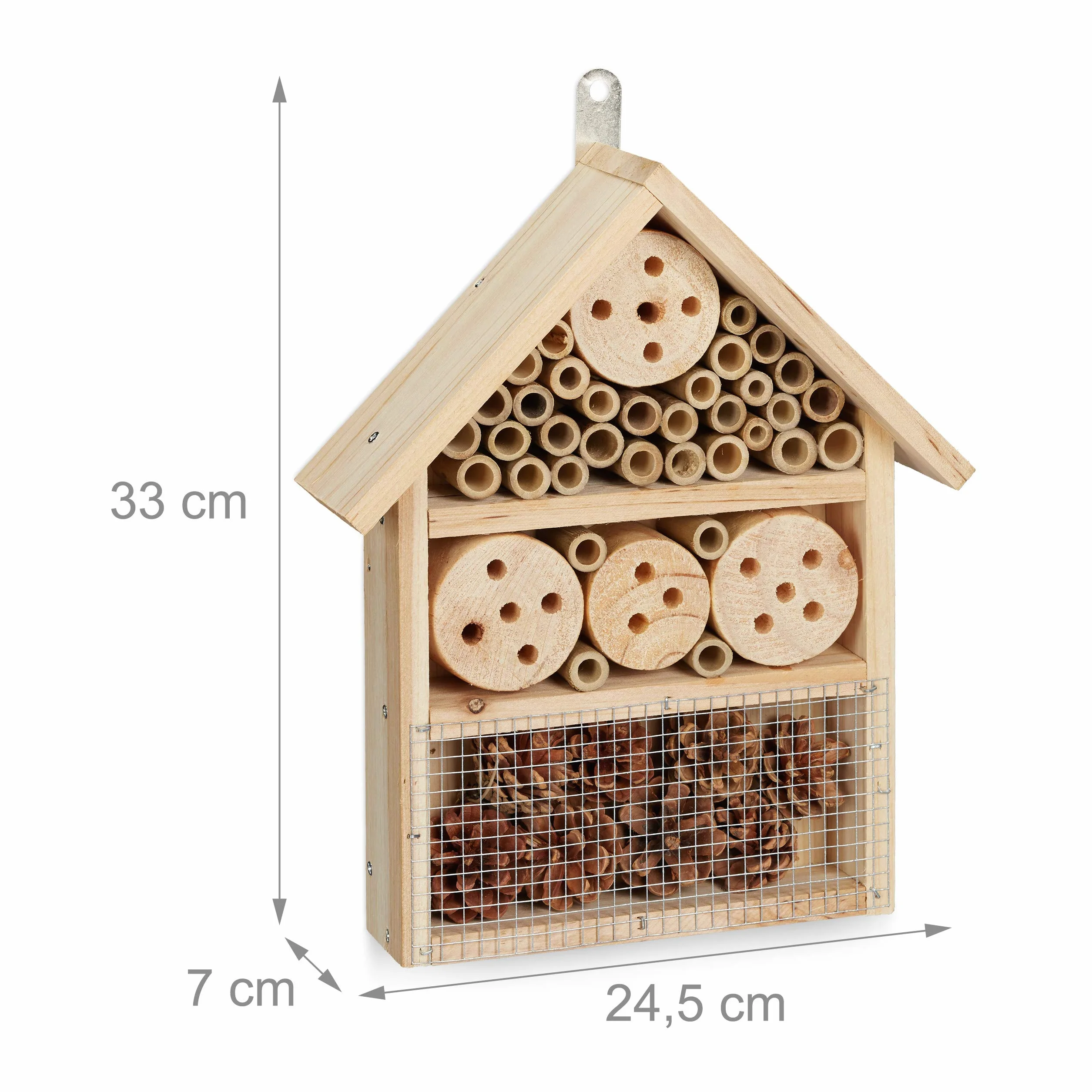 Relaxdays Insect Hotelowy zestaw montażowy, schronienie dla robaków, pszczół i skrzydeł, buduj własne, 33 x 24,5 x 7 cm, naturalny, 10027823