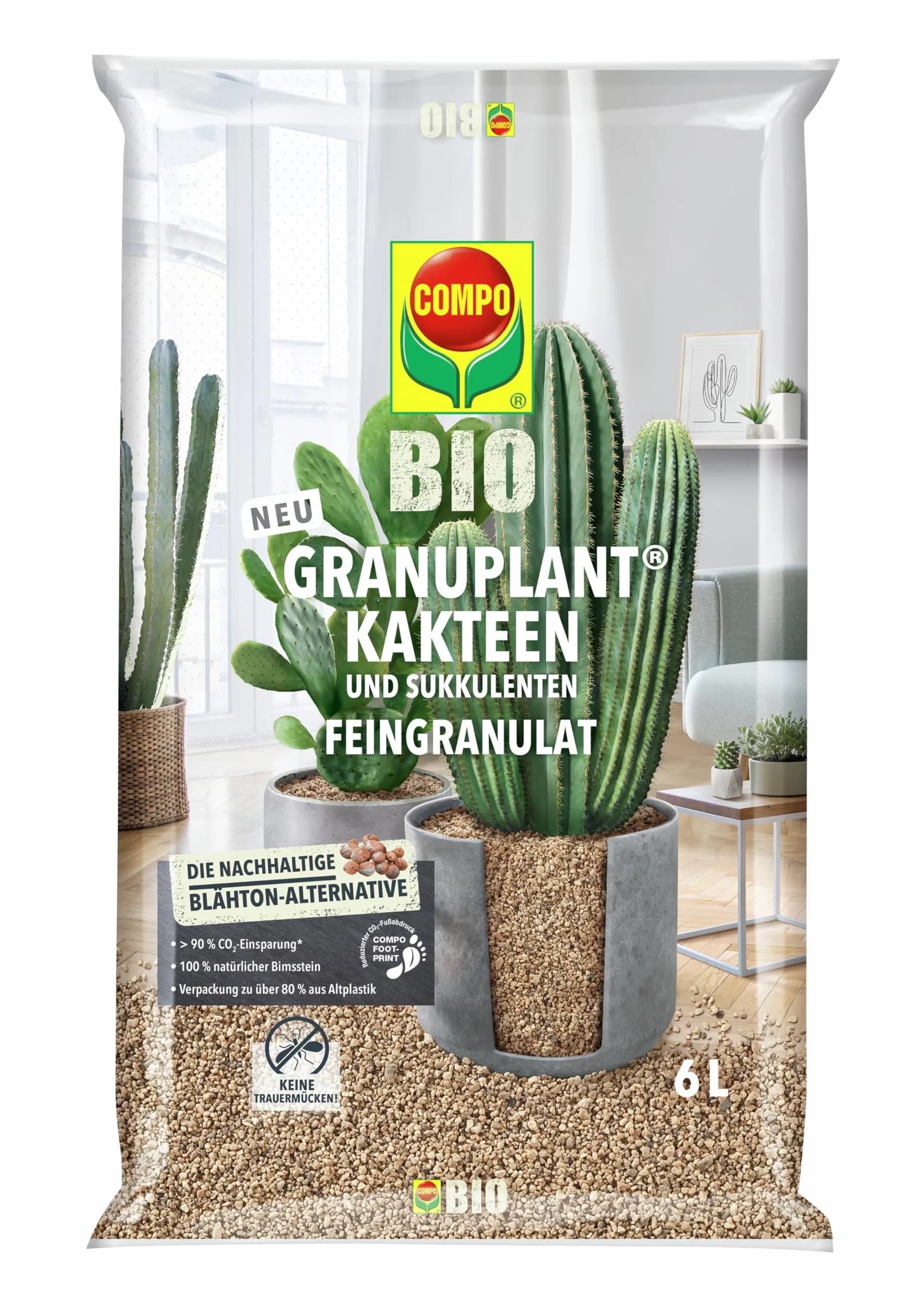 COMPO Bio GRANUPLANT® granulat do roślin kaktusów, 6 l, szary/beżowy